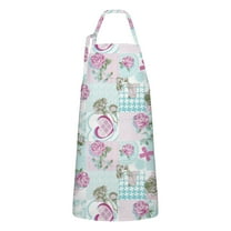 Pioneer Flower Floral Print Pattern Apron-Garden Aprons for Women with Pockets-Cotton Linen Waterproof Kitchen Cooking Gardening Aprons Adjustable for Kitchen,Cooking,BBQ and Salon 33x27 Inch