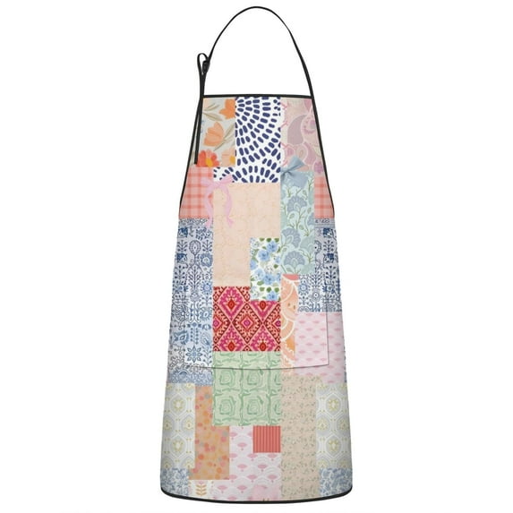 Pioneer Flower Floral Print Pattern Apron-Garden Aprons for Women with Pockets-Cotton Linen Waterproof Kitchen Cooking Gardening Aprons Adjustable for Kitchen,Cooking,BBQ and Salon 33x27 Inch