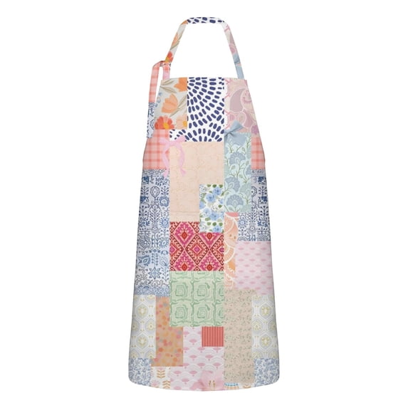 Pioneer Flower Floral Print Pattern Apron-Garden Aprons for Women with Pockets-Cotton Linen Waterproof Kitchen Cooking Gardening Aprons Adjustable for Kitchen,Cooking,BBQ and Salon 33x27 Inch