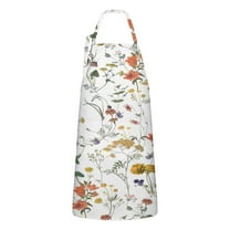 Pioneer Flower Floral Print Pattern Apron-Garden Aprons for Women with Pockets-Cotton Linen Waterproof Kitchen Cooking Gardening Aprons Adjustable for Kitchen,Cooking,BBQ and Salon 33x27 Inch