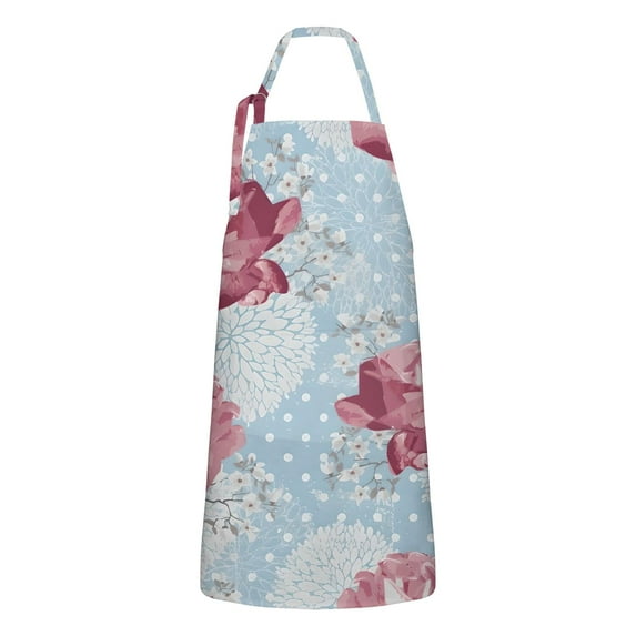 Pioneer Flower Floral Print Pattern Apron-Garden Aprons for Women with Pockets-Cotton Linen Waterproof Kitchen Cooking Gardening Aprons Adjustable for Kitchen,Cooking,BBQ and Salon 33x27 Inch