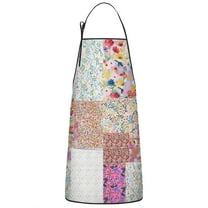 Pioneer Flower Floral Print Pattern Apron-Garden Aprons for Women with Pockets-Cotton Linen Waterproof Kitchen Cooking Gardening Aprons Adjustable for Kitchen,Cooking,BBQ and Salon 33x27 Inch