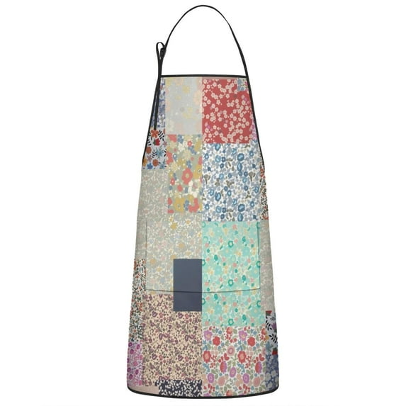 Pioneer Flower Floral Print Pattern Apron-Garden Aprons for Women with Pockets-Cotton Linen Waterproof Kitchen Cooking Gardening Aprons Adjustable for Kitchen,Cooking,BBQ and Salon 33x27 Inch