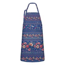Pioneer Flower Floral Print Pattern Apron-Garden Aprons for Women with Pockets-Cotton Linen Waterproof Kitchen Cooking Gardening Aprons Adjustable for Kitchen,Cooking,BBQ and Salon 33x27 Inch