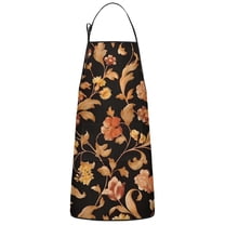 Pioneer Flower Floral Print Pattern Apron-Garden Aprons for Women with Pockets-Cotton Linen Waterproof Kitchen Cooking Gardening Aprons Adjustable for Kitchen,Cooking,BBQ and Salon 33x27 Inch