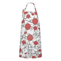 Pioneer Flower Floral Print Pattern Apron-Garden Aprons for Women with Pockets-Cotton Linen Waterproof Kitchen Cooking Gardening Aprons Adjustable for Kitchen,Cooking,BBQ and Salon 33x27 Inch
