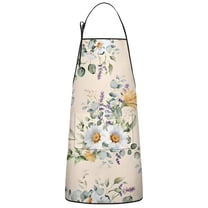 Pioneer Flower Floral Print Pattern Apron-Garden Aprons for Women with Pockets-Cotton Linen Waterproof Kitchen Cooking Gardening Aprons Adjustable for Kitchen,Cooking,BBQ and Salon 33x27 Inch