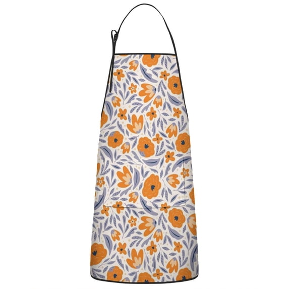 Pioneer Flower Floral Print Pattern Apron-Garden Aprons for Women with Pockets-Cotton Linen Waterproof Kitchen Cooking Gardening Aprons Adjustable for Kitchen,Cooking,BBQ and Salon 33x27 Inch