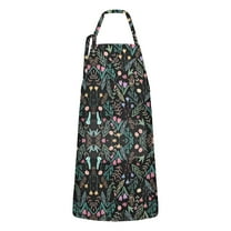 Pioneer Flower Floral Print Pattern Apron-Garden Aprons for Women with Pockets-Cotton Linen Waterproof Kitchen Cooking Gardening Aprons Adjustable for Kitchen,Cooking,BBQ and Salon 33x27 Inch