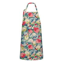 Pioneer Flower Floral Print Pattern Apron-Garden Aprons for Women with Pockets-Cotton Linen Waterproof Kitchen Cooking Gardening Aprons Adjustable for Kitchen,Cooking,BBQ and Salon 33x27 Inch