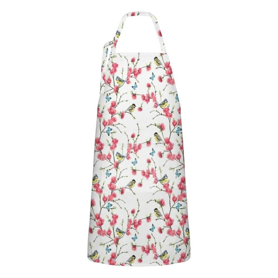 Pioneer Flower Floral Print Pattern Apron-Garden Aprons for Women with Pockets-Cotton Linen Waterproof Kitchen Cooking Gardening Aprons Adjustable for Kitchen,Cooking,BBQ and Salon 33x27 Inch