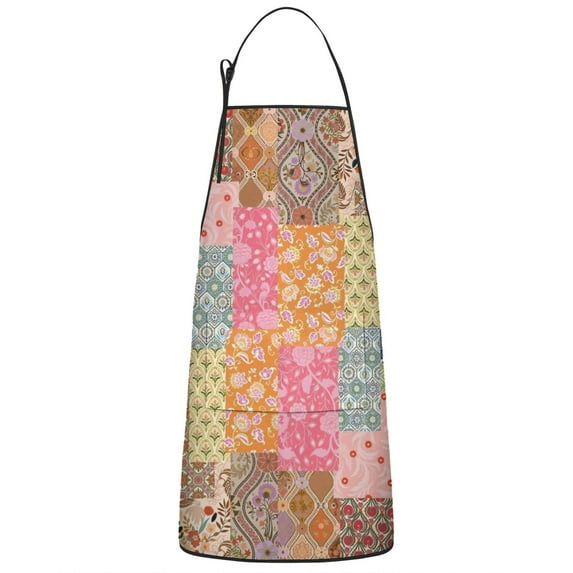 Pioneer Flower Floral Print Pattern Apron-Garden Aprons for Women with Pockets-Cotton Linen Waterproof Kitchen Cooking Gardening Aprons Adjustable for Kitchen,Cooking,BBQ and Salon 33x27 Inch