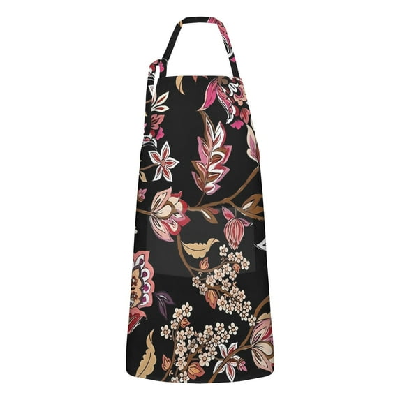 Pioneer Flower Floral Print Pattern Apron-Garden Aprons for Women with Pockets-Cotton Linen Waterproof Kitchen Cooking Gardening Aprons Adjustable for Kitchen,Cooking,BBQ and Salon 33x27 Inch