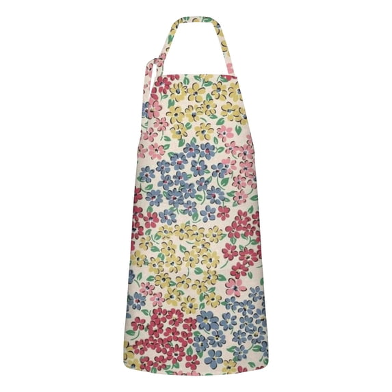 Pioneer Flower Floral Print Pattern Apron-Garden Aprons for Women with Pockets-Cotton Linen Waterproof Kitchen Cooking Gardening Aprons Adjustable for Kitchen,Cooking,BBQ and Salon 33x27 Inch