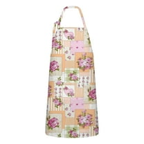 Pioneer Flower Floral Print Pattern Apron-Garden Aprons for Women with Pockets-Cotton Linen Waterproof Kitchen Cooking Gardening Aprons Adjustable for Kitchen,Cooking,BBQ and Salon 33x27 Inch