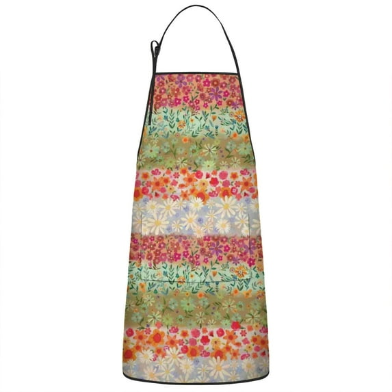 Pioneer Flower Floral Print Pattern Apron-Garden Aprons for Women with Pockets-Cotton Linen Waterproof Kitchen Cooking Gardening Aprons Adjustable for Kitchen,Cooking,BBQ and Salon 33x27 Inch