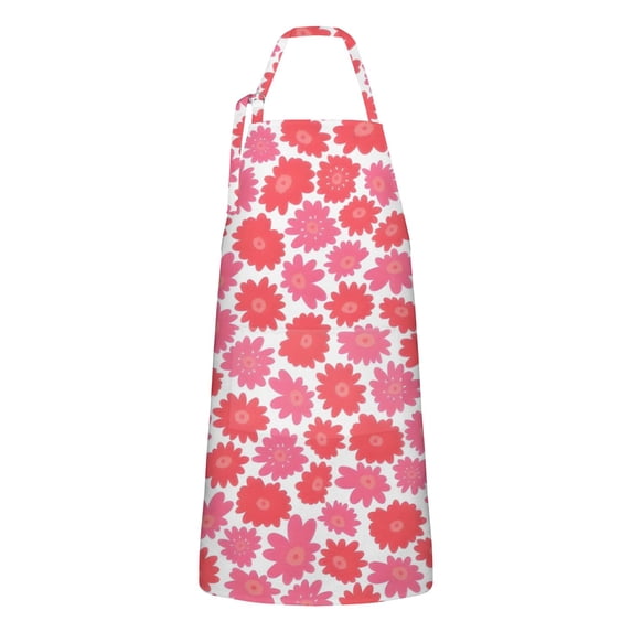 Pioneer Flower Floral Print Pattern Apron-Garden Aprons for Women with Pockets-Cotton Linen Waterproof Kitchen Cooking Gardening Aprons Adjustable for Kitchen,Cooking,BBQ and Salon 33x27 Inch
