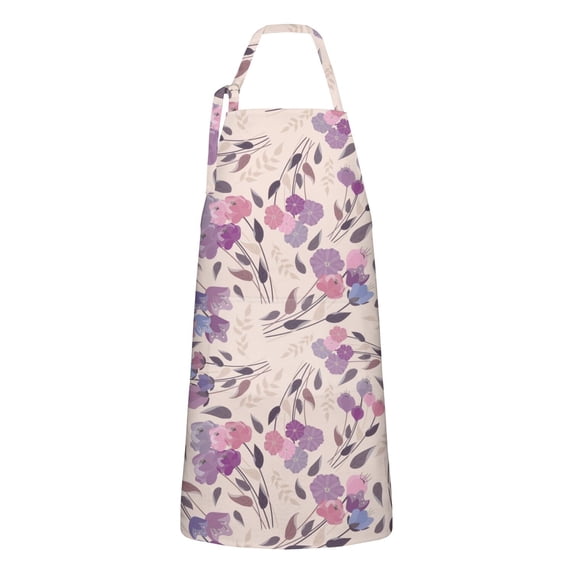 Pioneer Flower Floral Print Pattern Apron-Garden Aprons for Women with Pockets-Cotton Linen Waterproof Kitchen Cooking Gardening Aprons Adjustable for Kitchen,Cooking,BBQ and Salon 33x27 Inch