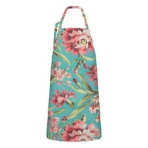 Pioneer Flower Floral Print Pattern Apron-Garden Aprons for Women with Pockets-Cotton Linen Waterproof Kitchen Cooking Gardening Aprons Adjustable for Kitchen,Cooking,BBQ and Salon 33x27 Inch