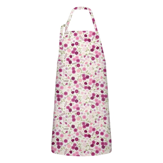 Pioneer Flower Floral Print Pattern Apron-Garden Aprons for Women with Pockets-Cotton Linen Waterproof Kitchen Cooking Gardening Aprons Adjustable for Kitchen,Cooking,BBQ and Salon 33x27 Inch