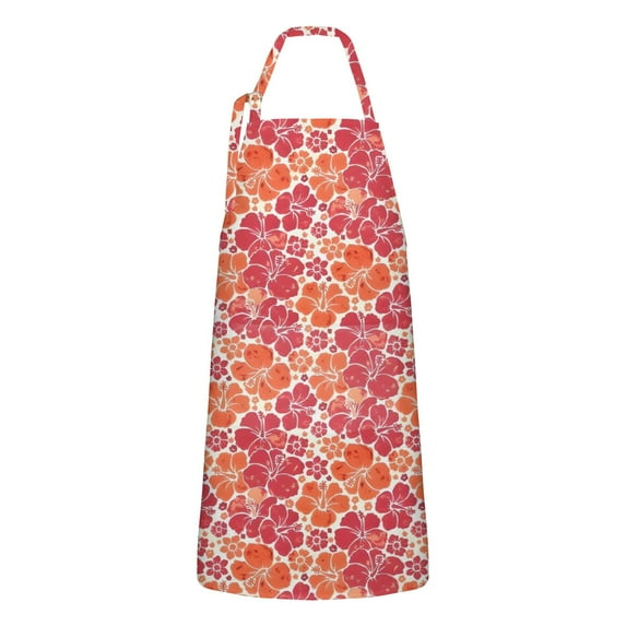 Pioneer Flower Floral Print Pattern Apron-Garden Aprons for Women with Pockets-Cotton Linen Waterproof Kitchen Cooking Gardening Aprons Adjustable for Kitchen,Cooking,BBQ and Salon 33x27 Inch