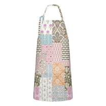 Pioneer Flower Floral Print Pattern Apron-Garden Aprons for Women with Pockets-Cotton Linen Waterproof Kitchen Cooking Gardening Aprons Adjustable for Kitchen,Cooking,BBQ and Salon 33x27 Inch