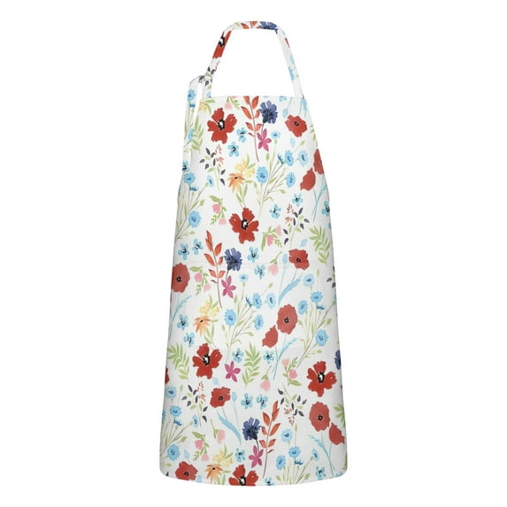 Pioneer Flower Floral Print Pattern Apron-Garden Aprons for Women with Pockets-Cotton Linen Waterproof Kitchen Cooking Gardening Aprons Adjustable for Kitchen,Cooking,BBQ and Salon 33x27 Inch