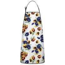 Pioneer Flower Floral Print Pattern Apron-Garden Aprons for Women with Pockets-Cotton Linen Waterproof Kitchen Cooking Gardening Aprons Adjustable for Kitchen,Cooking,BBQ and Salon 33x27 Inch