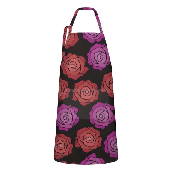 Pioneer Flower Floral Print Pattern Apron-Garden Aprons for Women with Pockets-Cotton Linen Waterproof Kitchen Cooking Gardening Aprons Adjustable for Kitchen,Cooking,BBQ and Salon 33x27 Inch