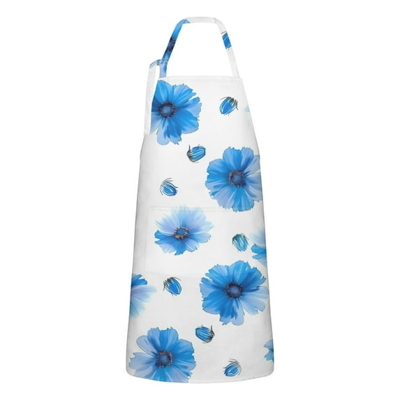 Pioneer Flower Floral Print Pattern Apron-Garden Aprons for Women with Pockets-Cotton Linen Waterproof Kitchen Cooking Gardening Aprons Adjustable for Kitchen,Cooking,BBQ and Salon 33x27 Inch