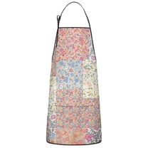 Pioneer Flower Floral Print Pattern Apron-Garden Aprons for Women with Pockets-Cotton Linen Waterproof Kitchen Cooking Gardening Aprons Adjustable for Kitchen,Cooking,BBQ and Salon 33x27 Inch