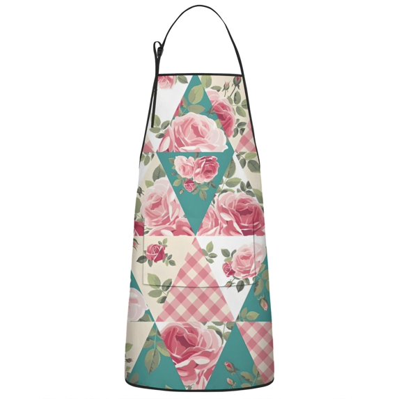 Pioneer Flower Floral Print Pattern Apron-Garden Aprons for Women with Pockets-Cotton Linen Waterproof Kitchen Cooking Gardening Aprons Adjustable for Kitchen,Cooking,BBQ and Salon 33x27 Inch