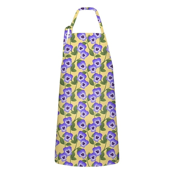 Pioneer Flower Floral Print Pattern Apron-Garden Aprons for Women with Pockets-Cotton Linen Waterproof Kitchen Cooking Gardening Aprons Adjustable for Kitchen,Cooking,BBQ and Salon 33x27 Inch