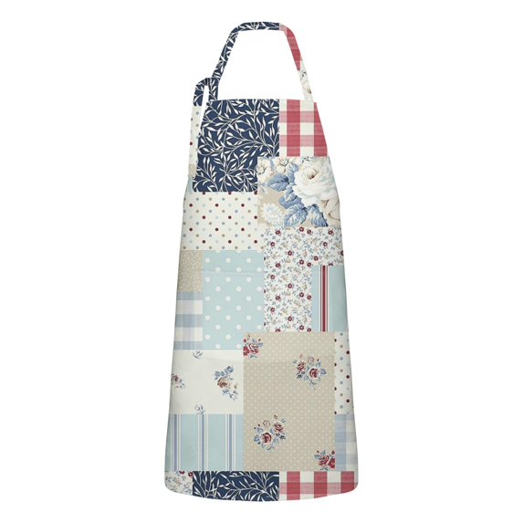 Pioneer Flower Floral Print Pattern Apron-Garden Aprons for Women with Pockets-Cotton Linen Waterproof Kitchen Cooking Gardening Aprons Adjustable for Kitchen,Cooking,BBQ and Salon 33x27 Inch