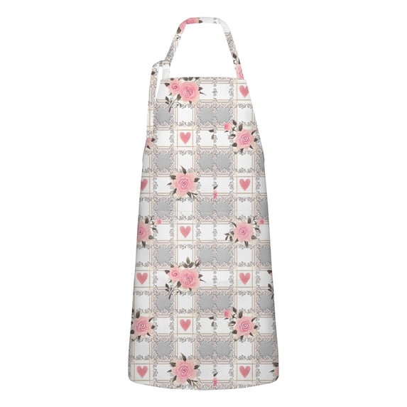 Pioneer Flower Floral Print Pattern Apron-Garden Aprons for Women with Pockets-Cotton Linen Waterproof Kitchen Cooking Gardening Aprons Adjustable for Kitchen,Cooking,BBQ and Salon 33x27 Inch