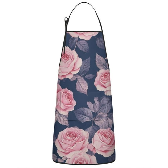 Pioneer Flower Floral Print Pattern Apron-Garden Aprons for Women with Pockets-Cotton Linen Waterproof Kitchen Cooking Gardening Aprons Adjustable for Kitchen,Cooking,BBQ and Salon 33x27 Inch