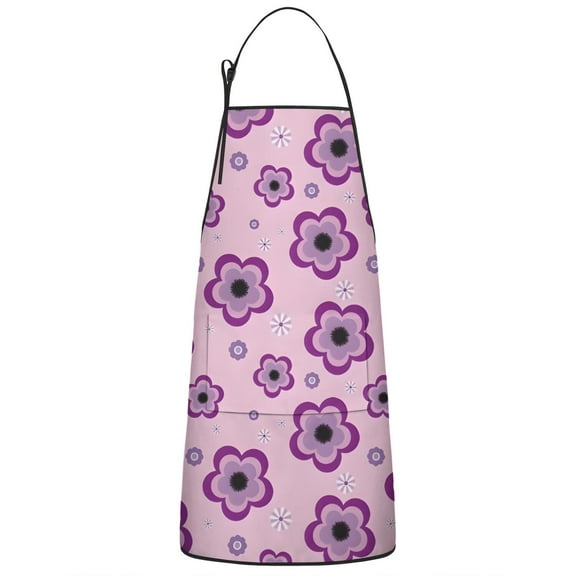 Pioneer Flower Floral Print Pattern Apron-Garden Aprons for Women with Pockets-Cotton Linen Waterproof Kitchen Cooking Gardening Aprons Adjustable for Kitchen,Cooking,BBQ and Salon 33x27 Inch