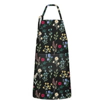 Pioneer Flower Floral Print Pattern Apron-Garden Aprons for Women with Pockets-Cotton Linen Waterproof Kitchen Cooking Gardening Aprons Adjustable for Kitchen,Cooking,BBQ and Salon 33x27 Inch