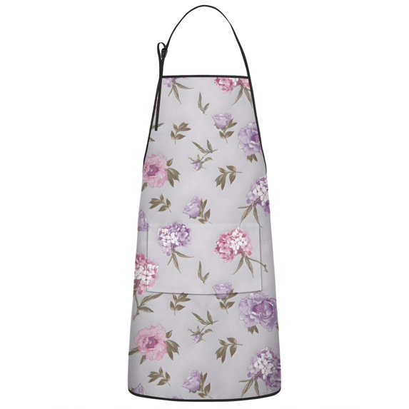 Pioneer Flower Floral Print Pattern Apron-Garden Aprons for Women with Pockets-Cotton Linen Waterproof Kitchen Cooking Gardening Aprons Adjustable for Kitchen,Cooking,BBQ and Salon 33x27 Inch