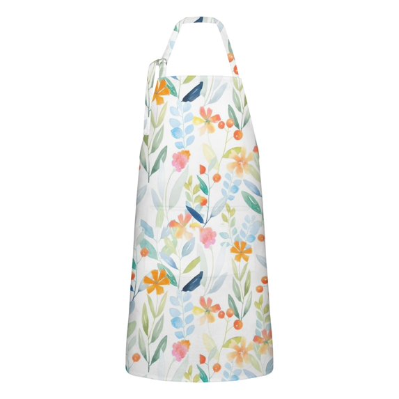 Pioneer Flower Floral Print Pattern Apron-Garden Aprons for Women with Pockets-Cotton Linen Waterproof Kitchen Cooking Gardening Aprons Adjustable for Kitchen,Cooking,BBQ and Salon 33x27 Inch