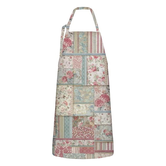 Pioneer Flower Floral Print Pattern Apron-Garden Aprons for Women with Pockets-Cotton Linen Waterproof Kitchen Cooking Gardening Aprons Adjustable for Kitchen,Cooking,BBQ and Salon 33x27 Inch