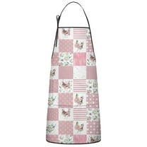 Pioneer Flower Floral Print Pattern Apron-Garden Aprons for Women with Pockets-Cotton Linen Waterproof Kitchen Cooking Gardening Aprons Adjustable for Kitchen,Cooking,BBQ and Salon 33x27 Inch