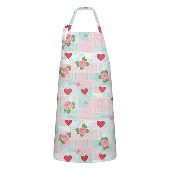 Pioneer Flower Floral Print Pattern Apron for Women and Men, Cotton Linen Waterproof with Pockets, Adjustable, 33x27 Inch for Kitchen, Gardening, BBQ, Salon