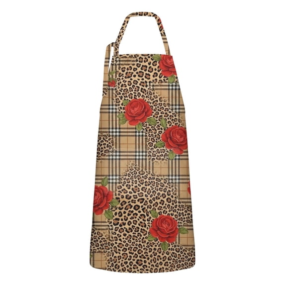 Pioneer Flower Floral Print Pattern Apron for Women and Men, Cotton Linen Waterproof with Pockets, Adjustable, 33x27 Inch for Kitchen, Gardening, BBQ, Salon