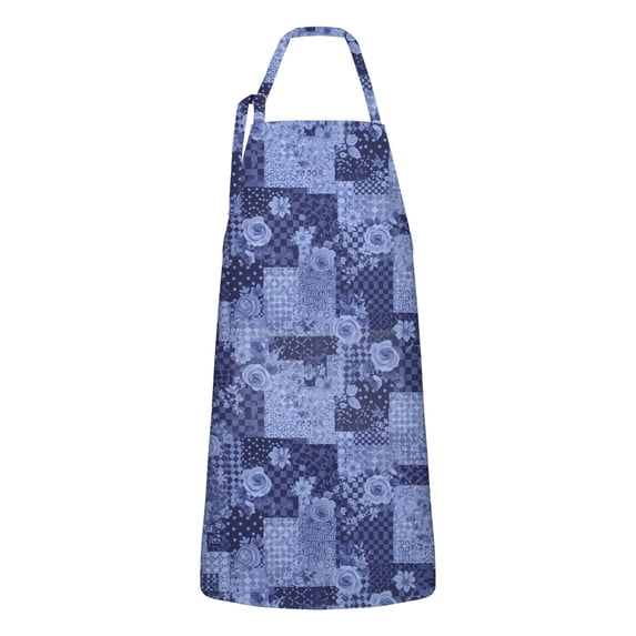 Pioneer Flower Floral Print Pattern Apron for Women and Men, Cotton Linen Waterproof with Pockets, Adjustable, 33x27 Inch for Kitchen, Gardening, BBQ, Salon