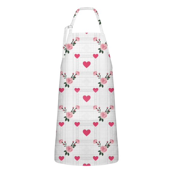 Pioneer Flower Floral Print Pattern Apron for Women and Men, Cotton Linen Waterproof with Pockets, Adjustable, 33x27 Inch for Kitchen, Gardening, BBQ, Salon