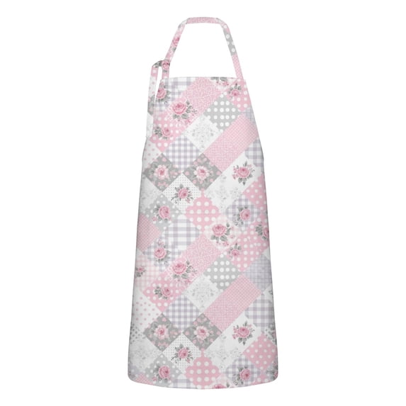 Pioneer Flower Floral Print Pattern Apron for Women and Men, Cotton Linen Waterproof with Pockets, Adjustable, 33x27 Inch for Kitchen, Gardening, BBQ, Salon
