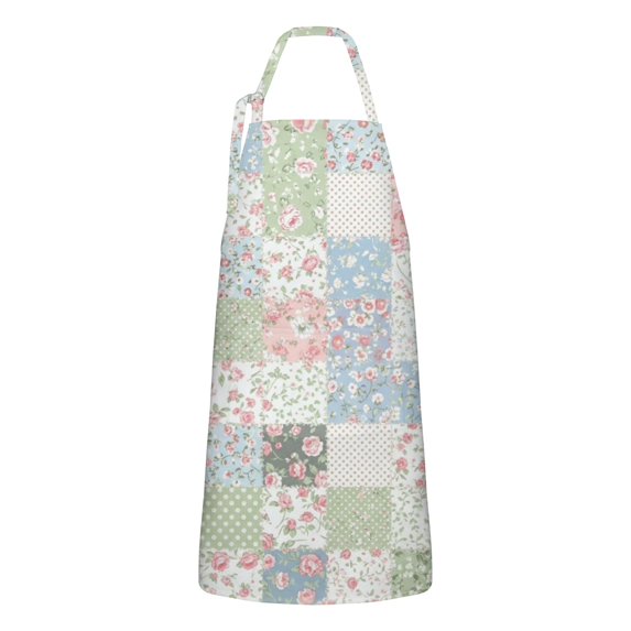 Pioneer Flower Floral Print Pattern Apron for Women and Men, Cotton Linen Waterproof with Pockets, Adjustable, 33x27 Inch for Kitchen, Gardening, BBQ, Salon
