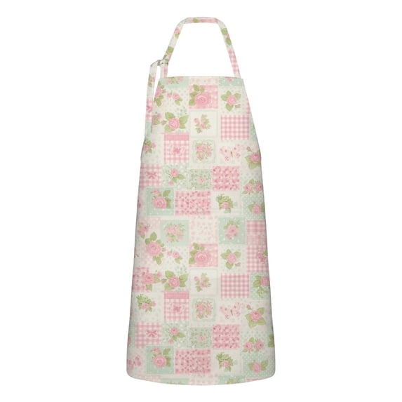 Pioneer Flower Floral Print Pattern Apron for Women and Men, Cotton Linen Waterproof with Pockets, Adjustable, 33x27 Inch for Kitchen, Gardening, BBQ, Salon