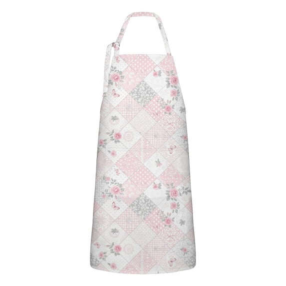 Pioneer Flower Floral Print Pattern Apron for Women and Men, Cotton Linen Waterproof with Pockets, Adjustable, 33x27 Inch for Kitchen, Gardening, BBQ, Salon